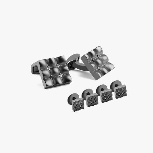 Scalloped stud set with black diamond Swarovski Elements