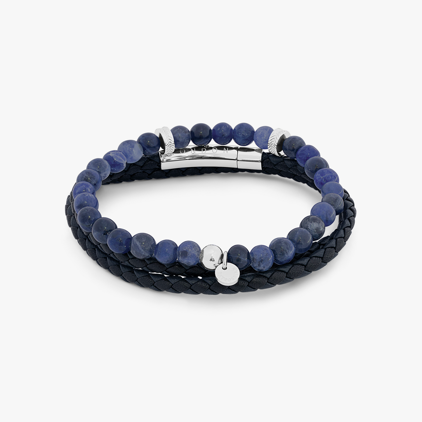 Stacked Multi-Layer Mixed BraceletÂ In Sodalite and Navy leather