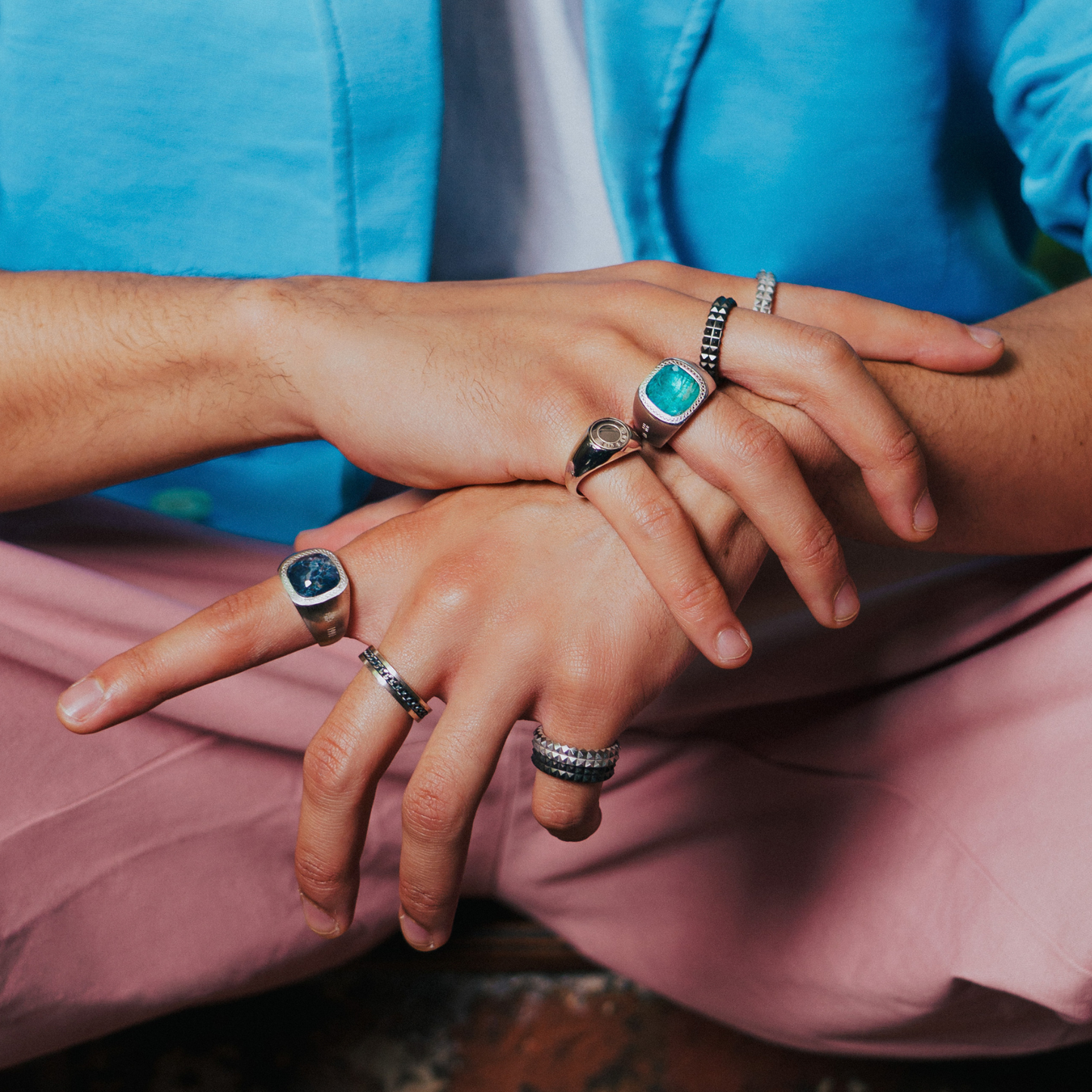 Black Gunmetal Plated Doppio Giza Ring Set