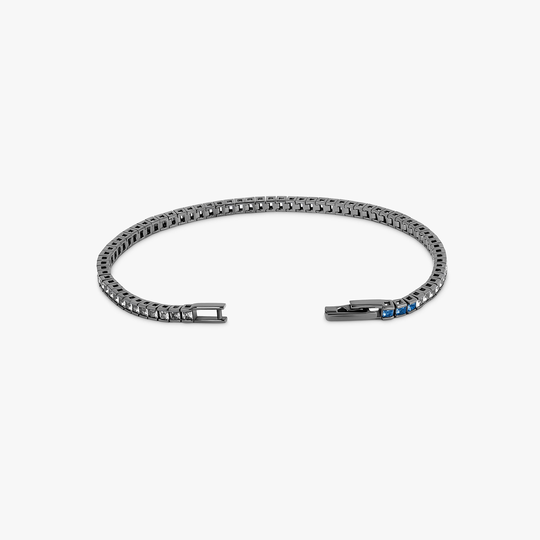Quadro Tennis Semi-Precious Bracelet In Black Rhodium Plated Sterling Silver With White Spinel