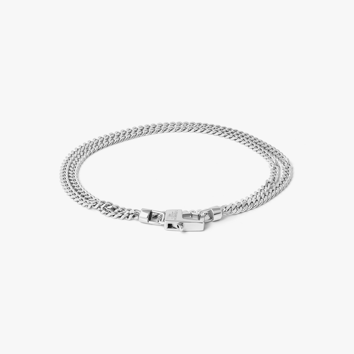 Double Curb Chain Bracelet In Sterling Silver