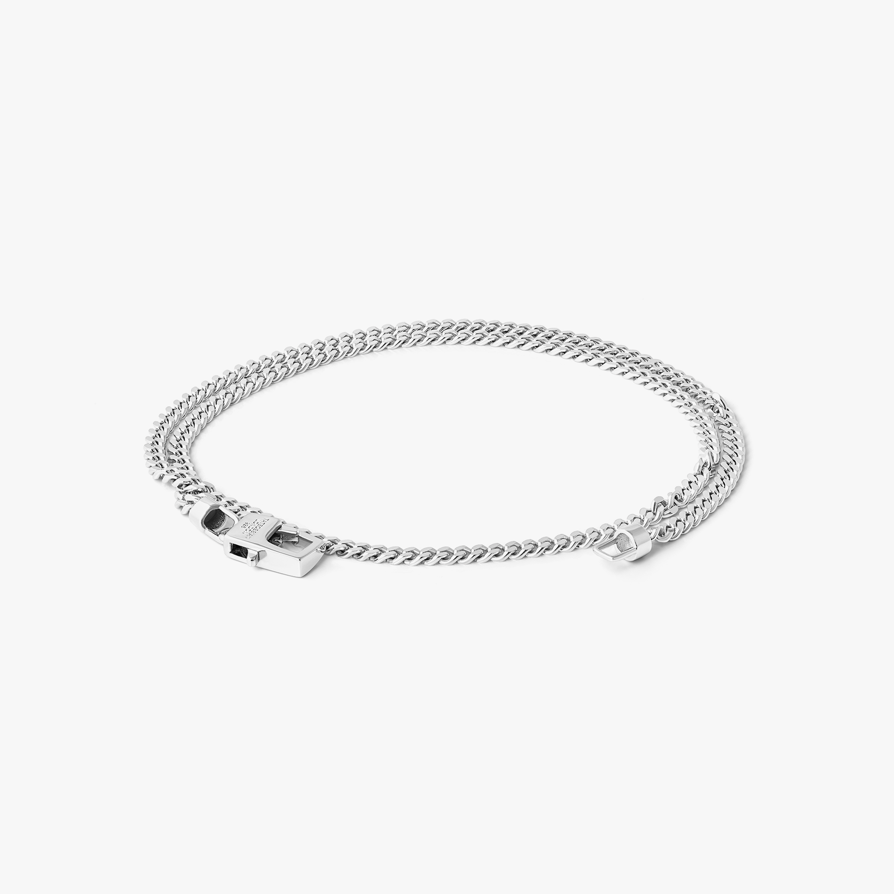 Double Curb Chain Bracelet In Sterling Silver