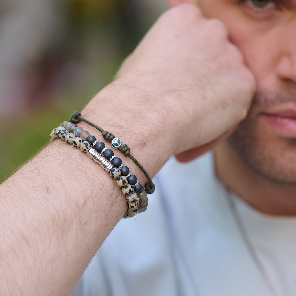 Classic Discs Beaded Bracelet With Dalmation Jasper