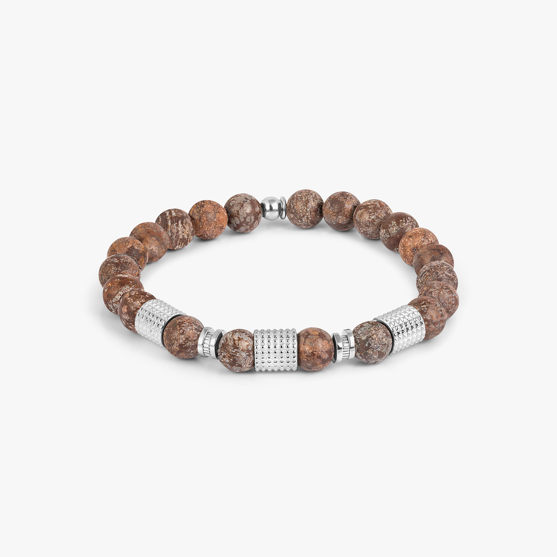 Giza Tubo Semi-Precious Bracelet In Rhodium Plated Sterling Silver With Snowflake Obsidian