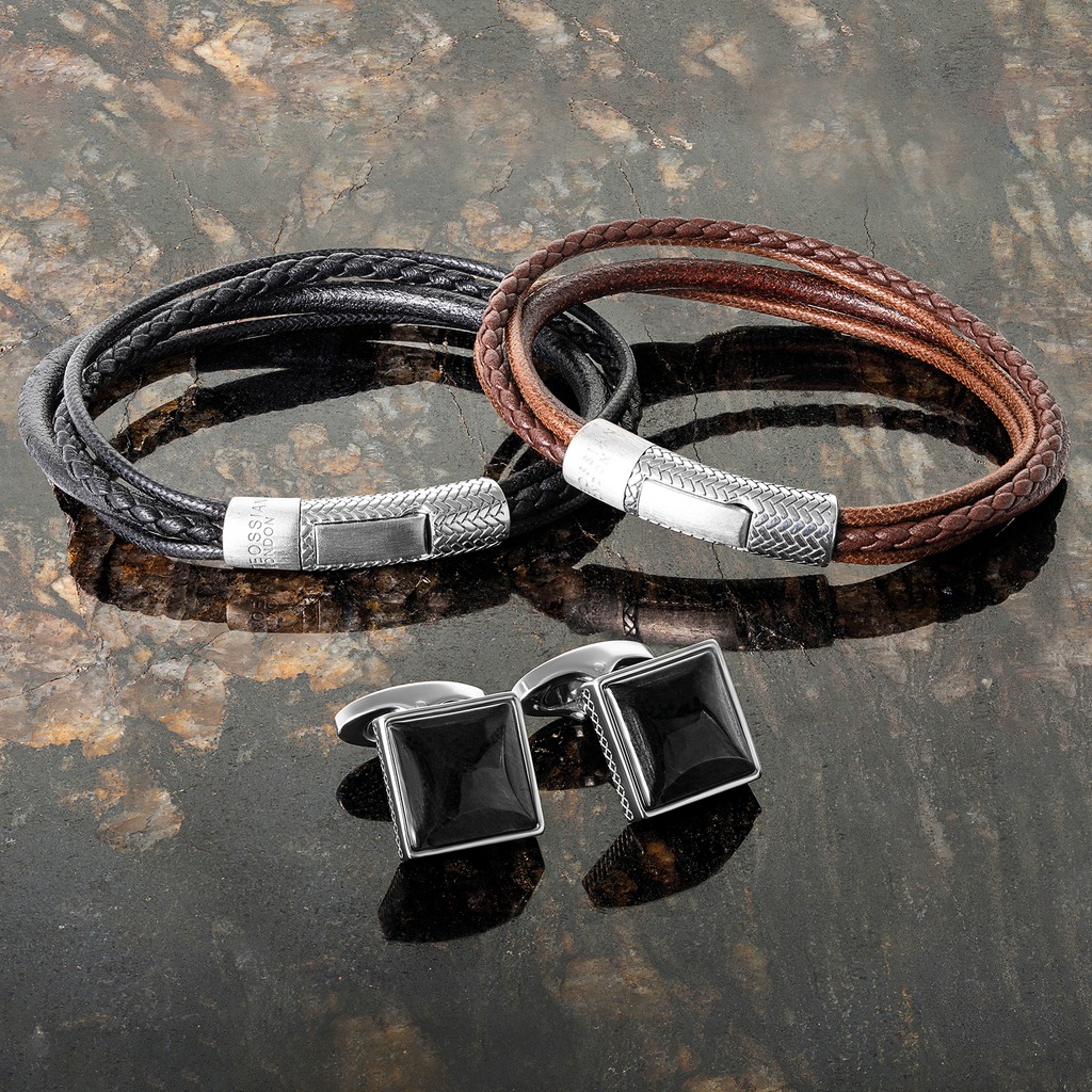 Herringbone Click Multi Strand Bracelet In Black