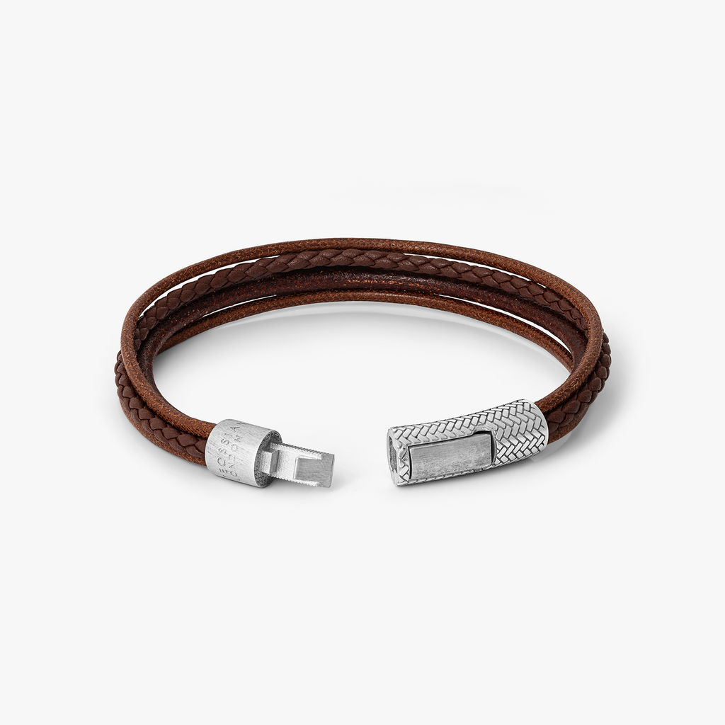 Herringbone Click Multi Strand Bracelet In Brown