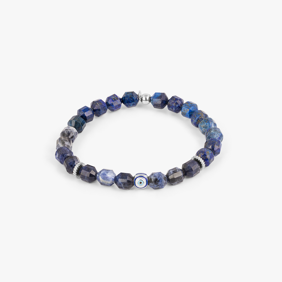 Hexade Evil Eye Bracelet In Sodalite With Sterling Silver