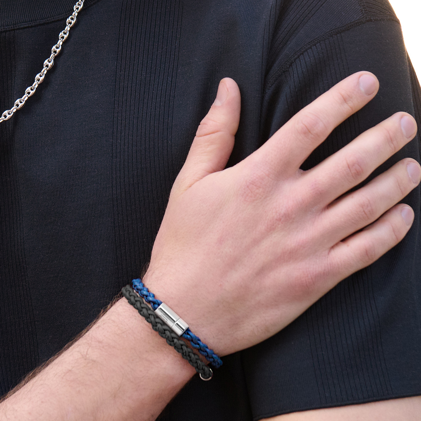 Big Pop Marine Pelle Bracelet In Black Leather