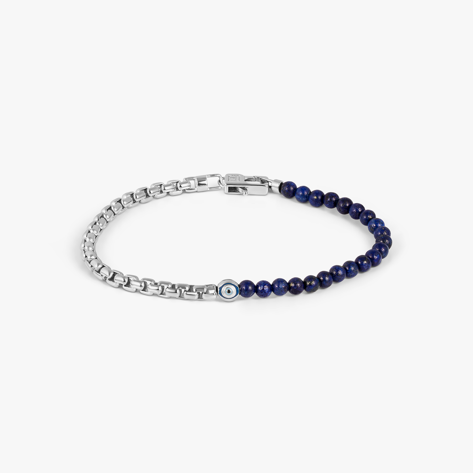 Sennit Box Evil Eye Bracelet In Rhodium Plated Sterling Silver