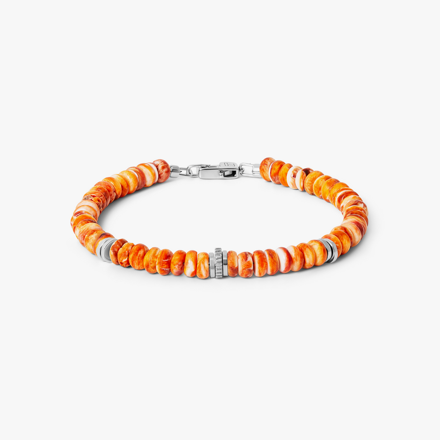 Spiny Oyster Bracelet In Orange With Sterling Silver | Limited Edition