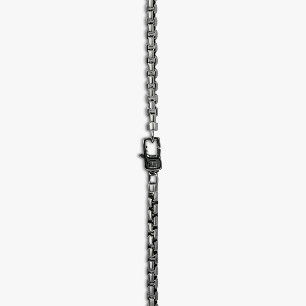 Sennit Catena Evil Eye Necklace In Ruthenium Plated Sterling Silver With Snowflake Obsidian