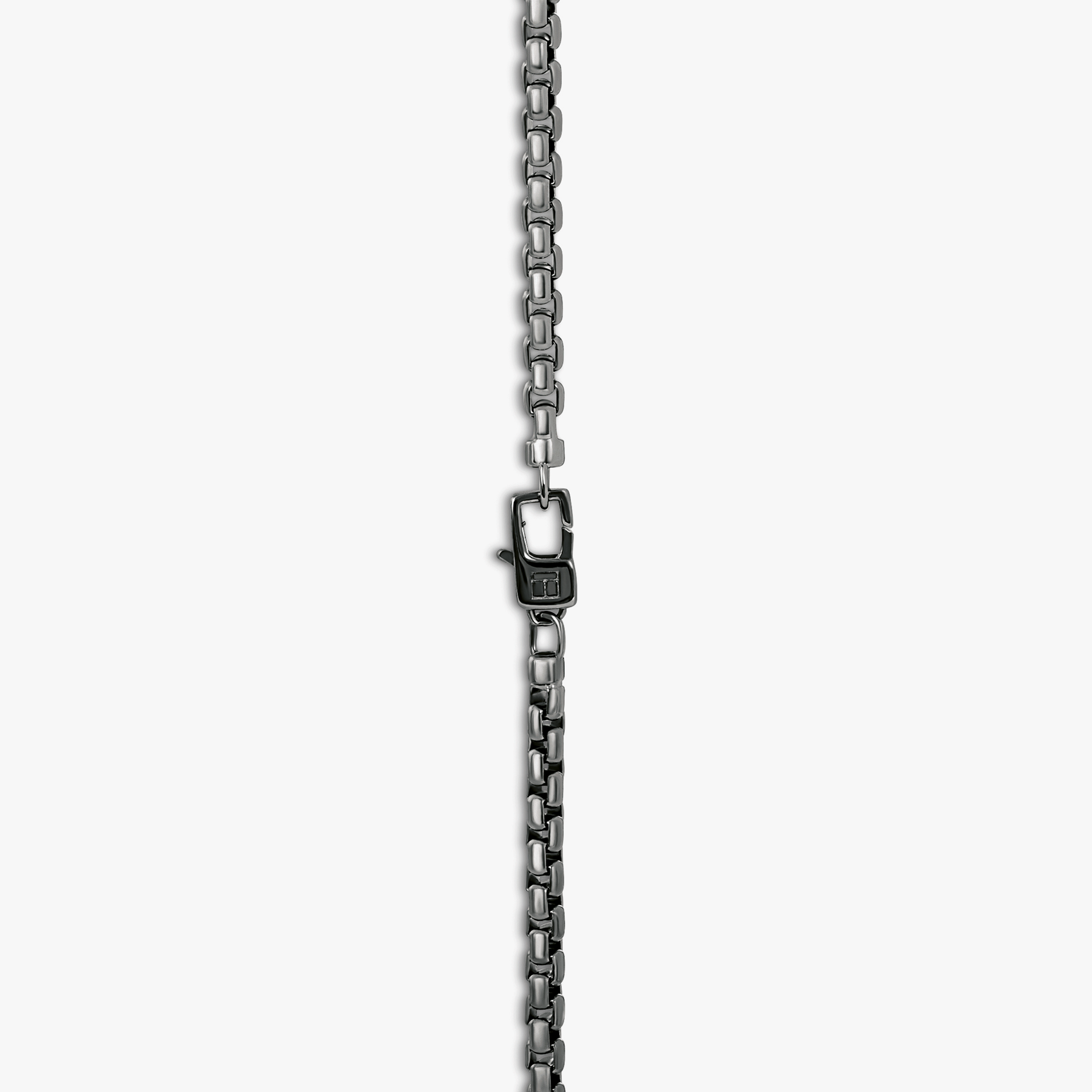 Sennit Catena Evil Eye Necklace In Ruthenium Plated Sterling Silver With Snowflake Obsidian