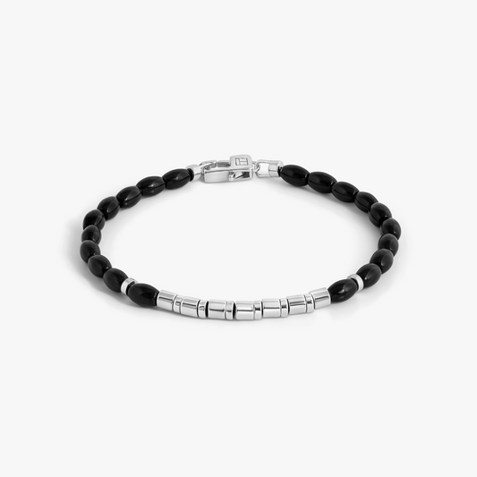 Coffee Bamboo Bracelet in Black Agate