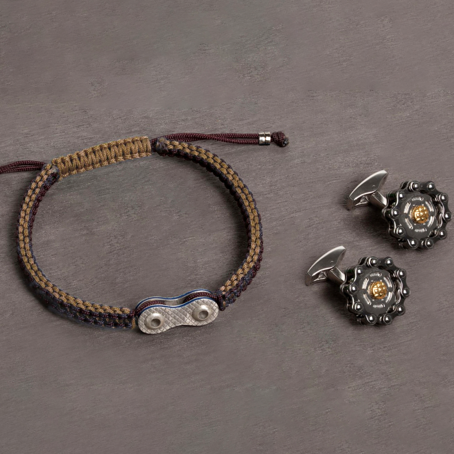 Bici Chain Macrame Bracelet in Brown