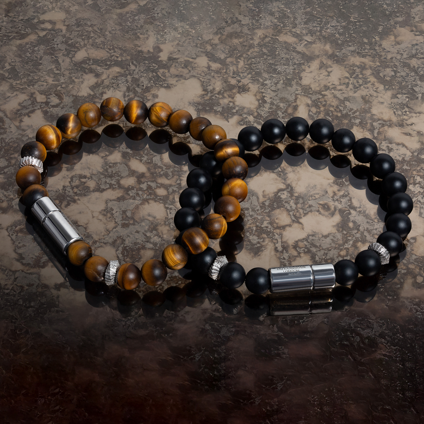 Pop Mobius Beaded Bracelet in Black Agate