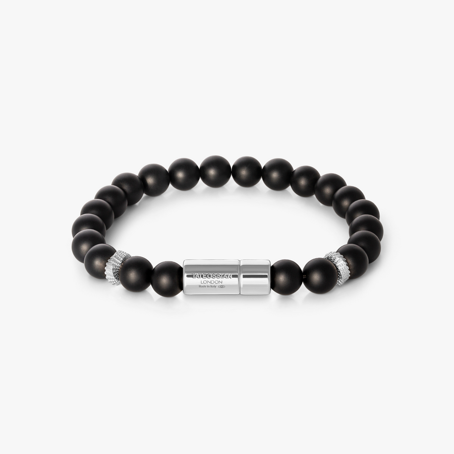 Pop Mobius Beaded Bracelet in Black Agate With Sterling Silver
