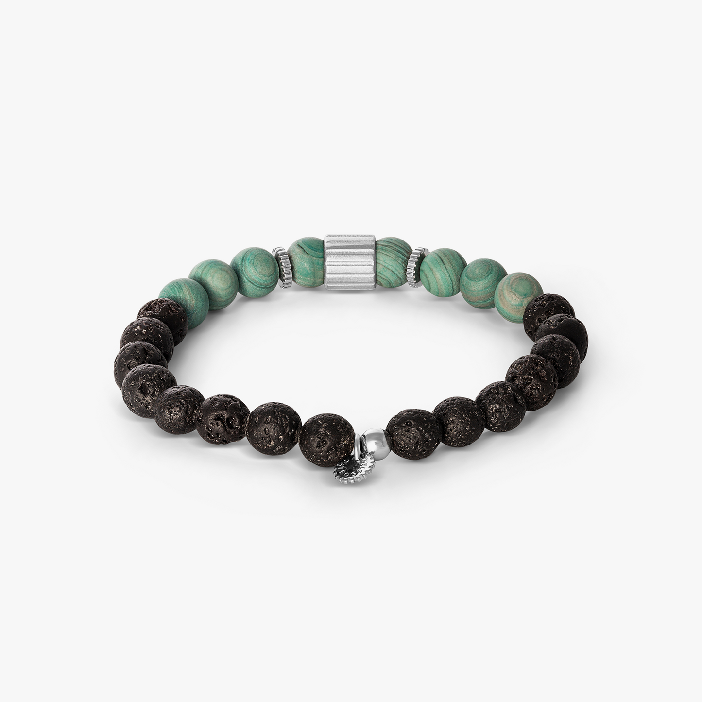Rigato Lava Beaded Bracelet in Green Jasper