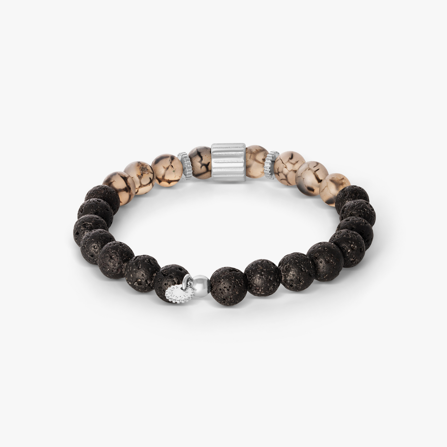 Rigato Lava Beaded Bracelet in Grey Fire Agate