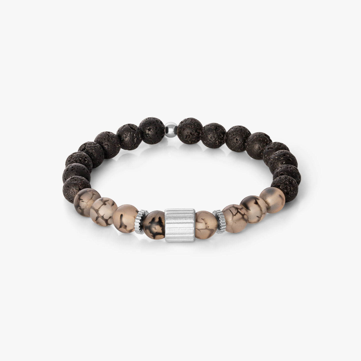 Rigato Lava Beaded Bracelet in Grey Fire Agate