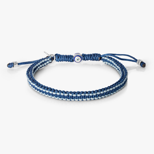 Evil Eye Macrame Bracelet in Blue