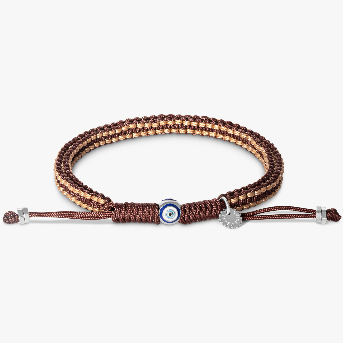 Evil Eye Macrame Bracelet in Brown
