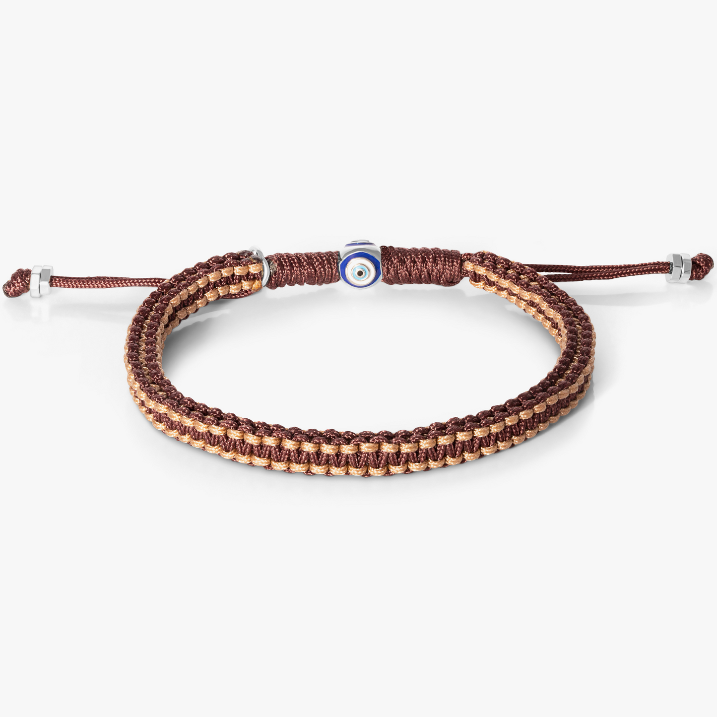 Evil Eye Macrame Bracelet in Brown