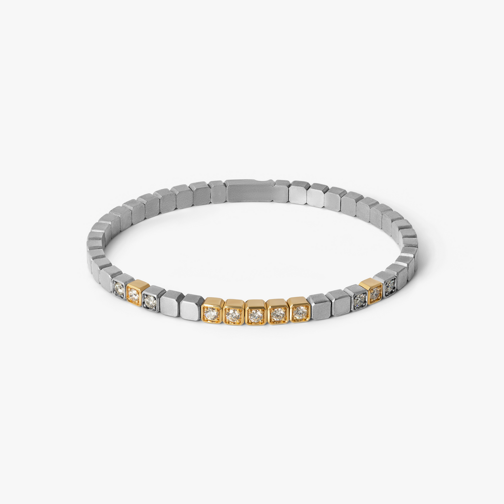 St Tropez Titanium & 18K Yellow Gold Diamond Bangle
