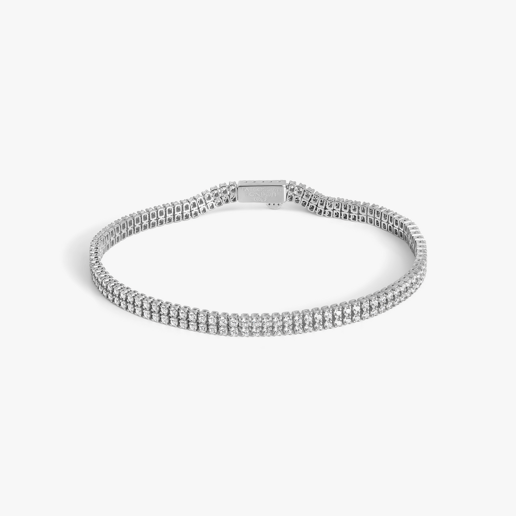 Mini Giza Vegas Bracelet in Rhodium Plated Stering Silver with White CZ