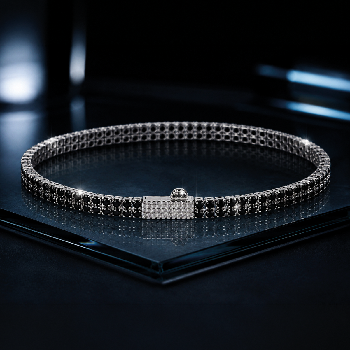 Mini Giza Vegas Bracelet in Black Rhodium with Black CZ