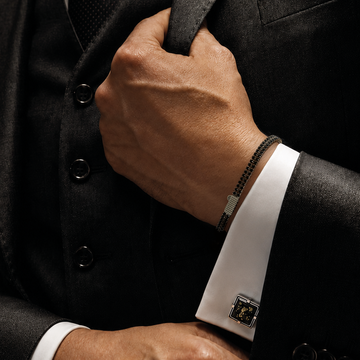 Mini Giza Vegas Bracelet in Black Rhodium with Black CZ