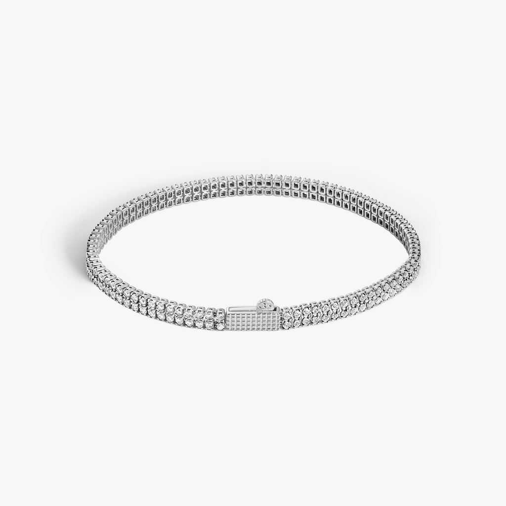 Mini Giza Vegas Bracelet in Rhodium Plated Stering Silver with White CZ