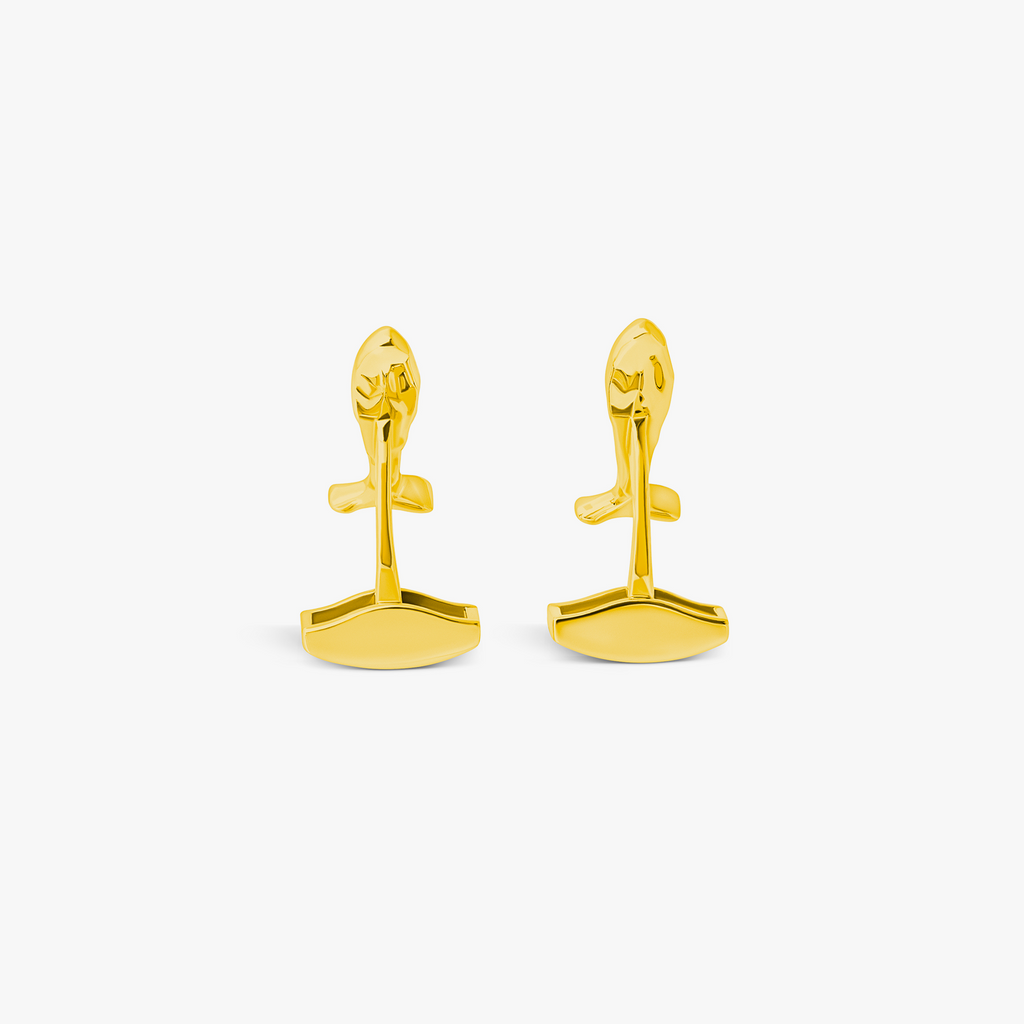 Feng Shui Fish Cufflinks In Yellow Gold Plated Sterling Silver