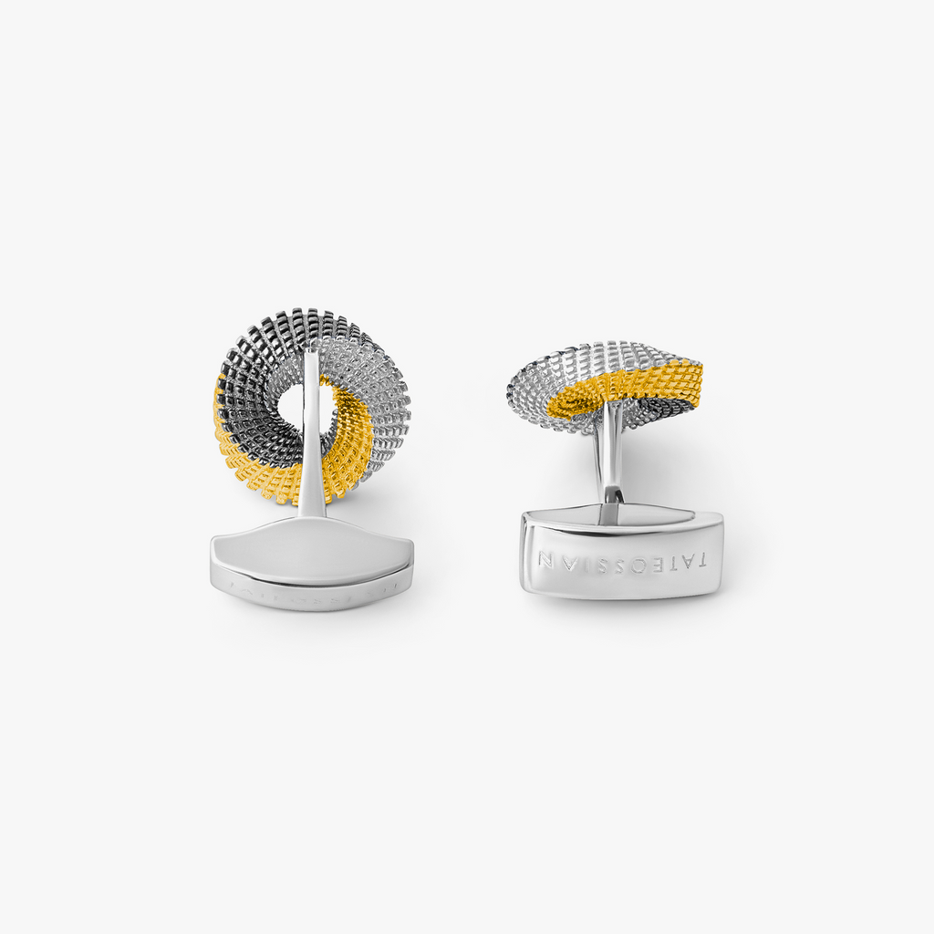Tri-Colour Mobius Knot Cufflinks In Sterling Silver