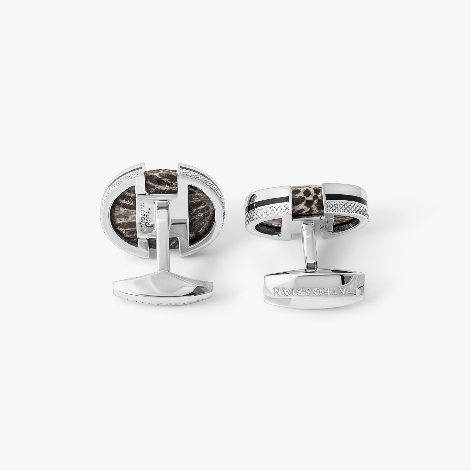 Bryozoan Pebble Cufflinks In Sterling Silver