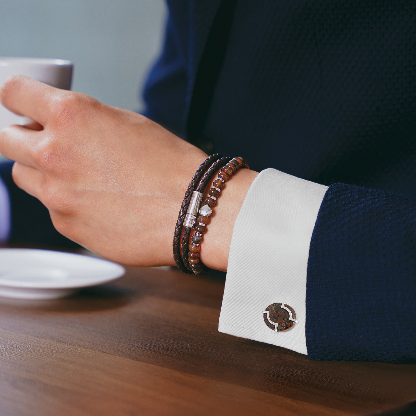 Brown Dinosoar Bone Cufflinks