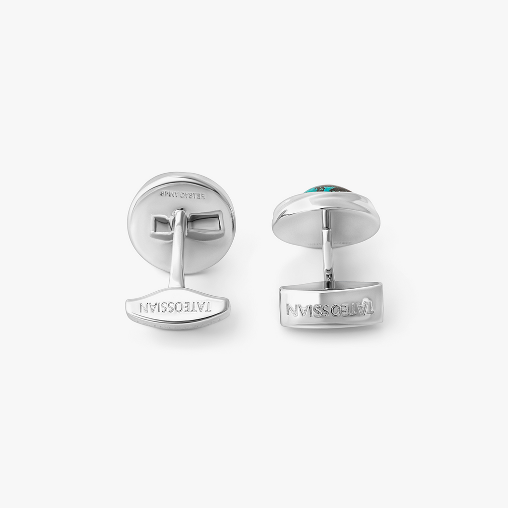 Mobius Semi Precious Cufflinks In Sterling Silver With Chrysocolla