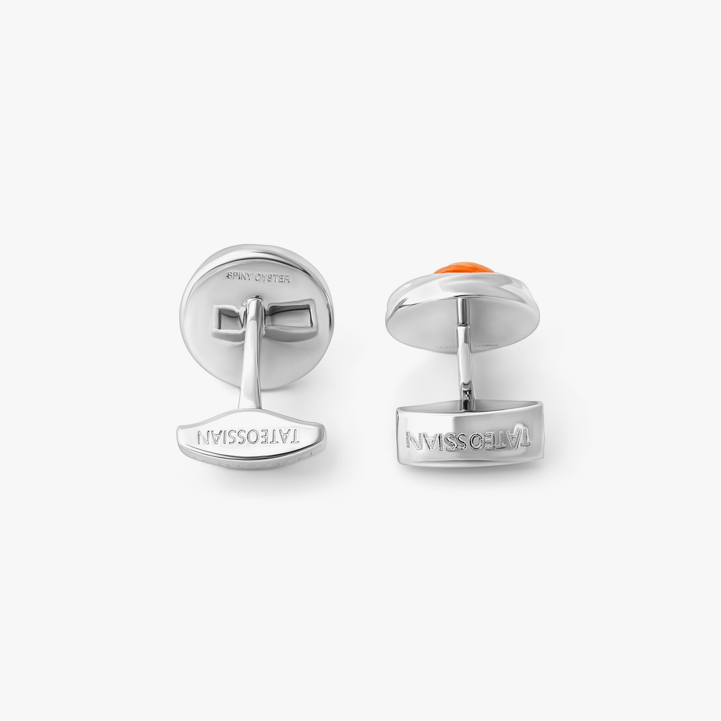 Mobius Semi Precious Cufflinks In Sterling Silver With Spiny Oyster