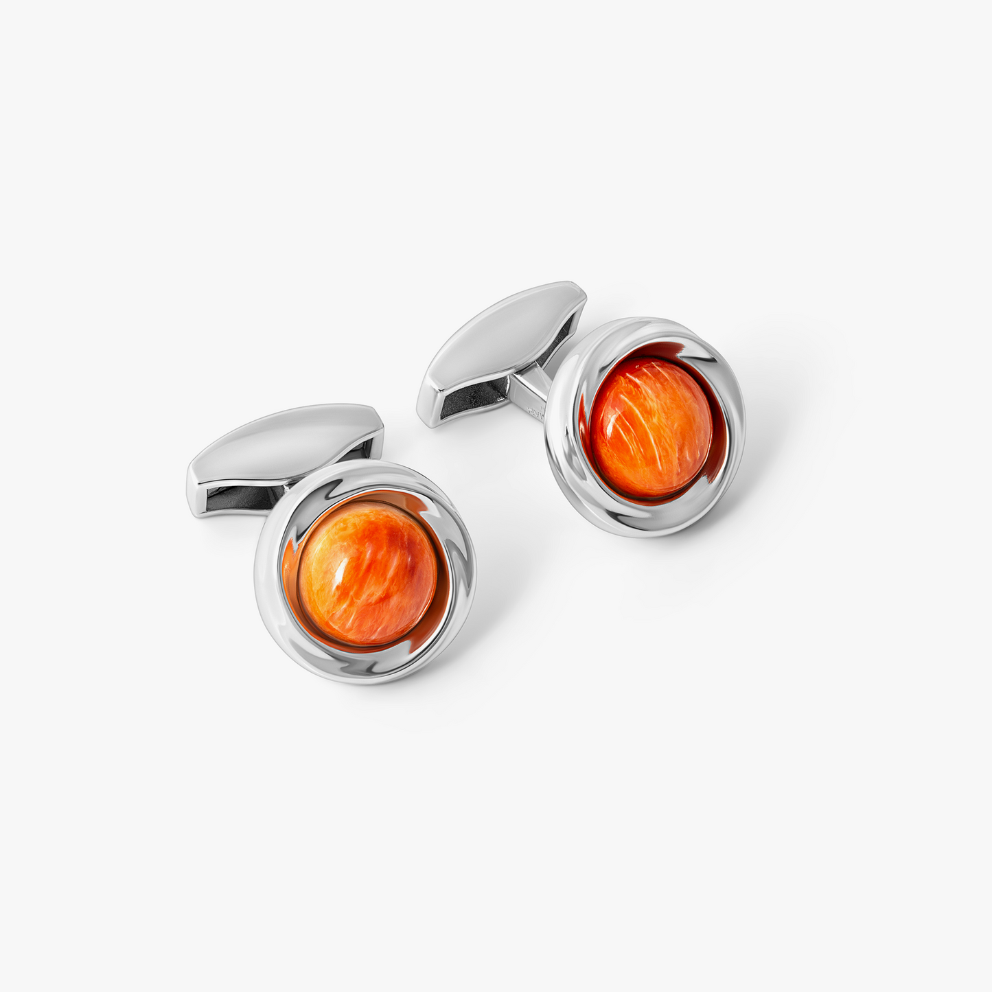Mobius Semi Precious Cufflinks In Sterling Silver With Spiny Oyster