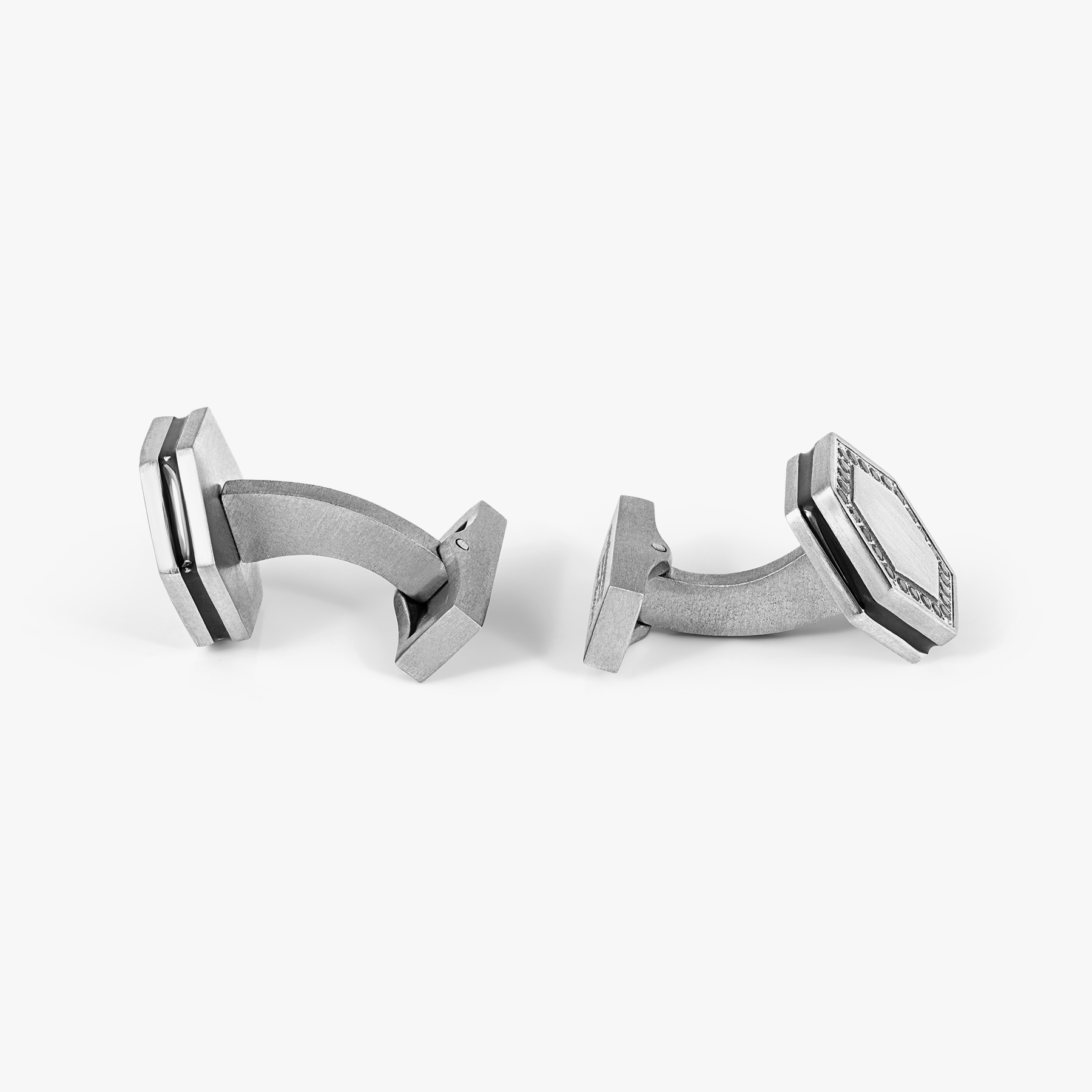 Automobili Lamborghini Hex Cufflinks In Titanium With Black Diamonds
