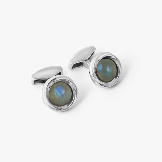 Mobius Semi Precious Cufflinks In Sterling Silver With Labradorite (Limited Edition)