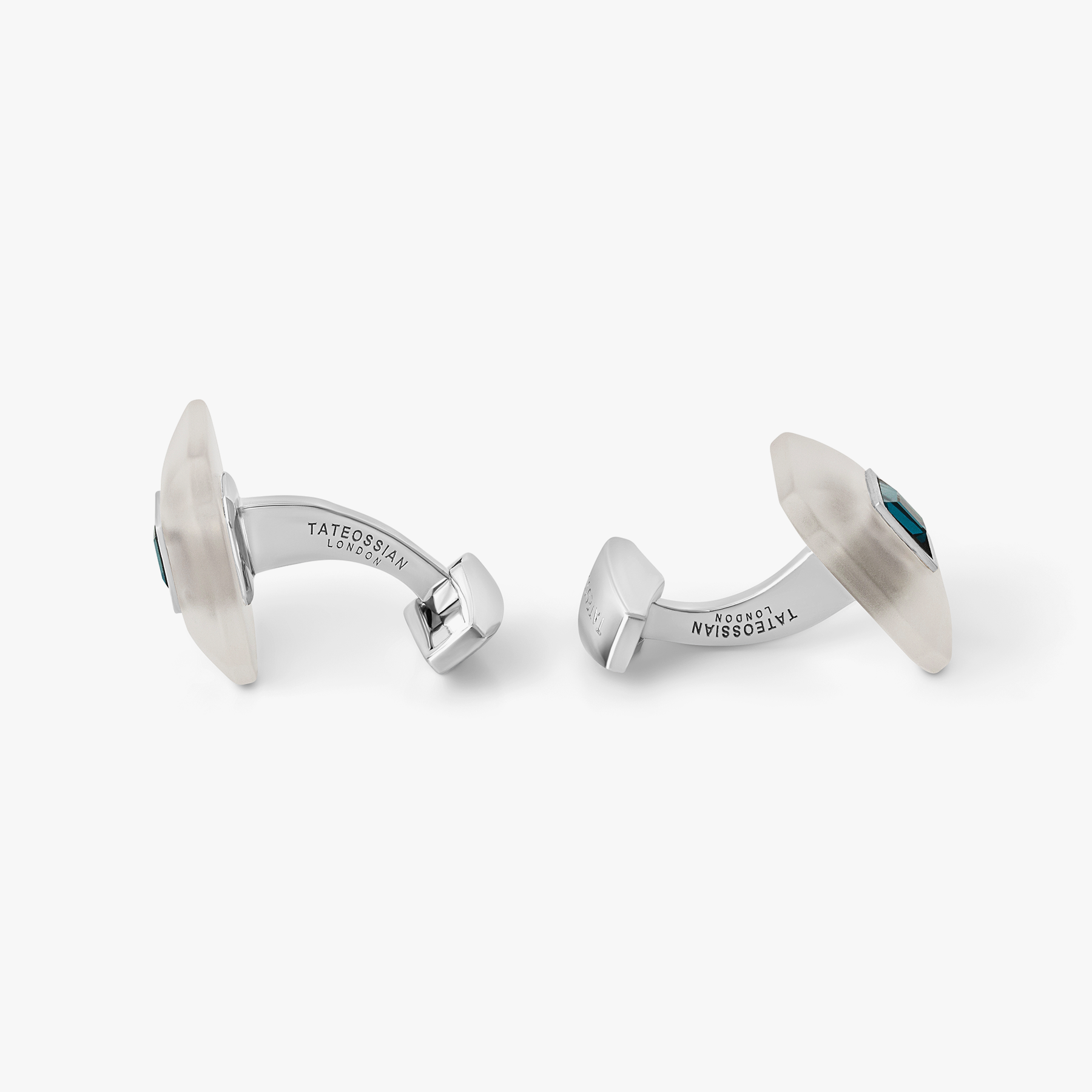 Art Deco Ice Gem Stone Cufflinks in Blue Topaz