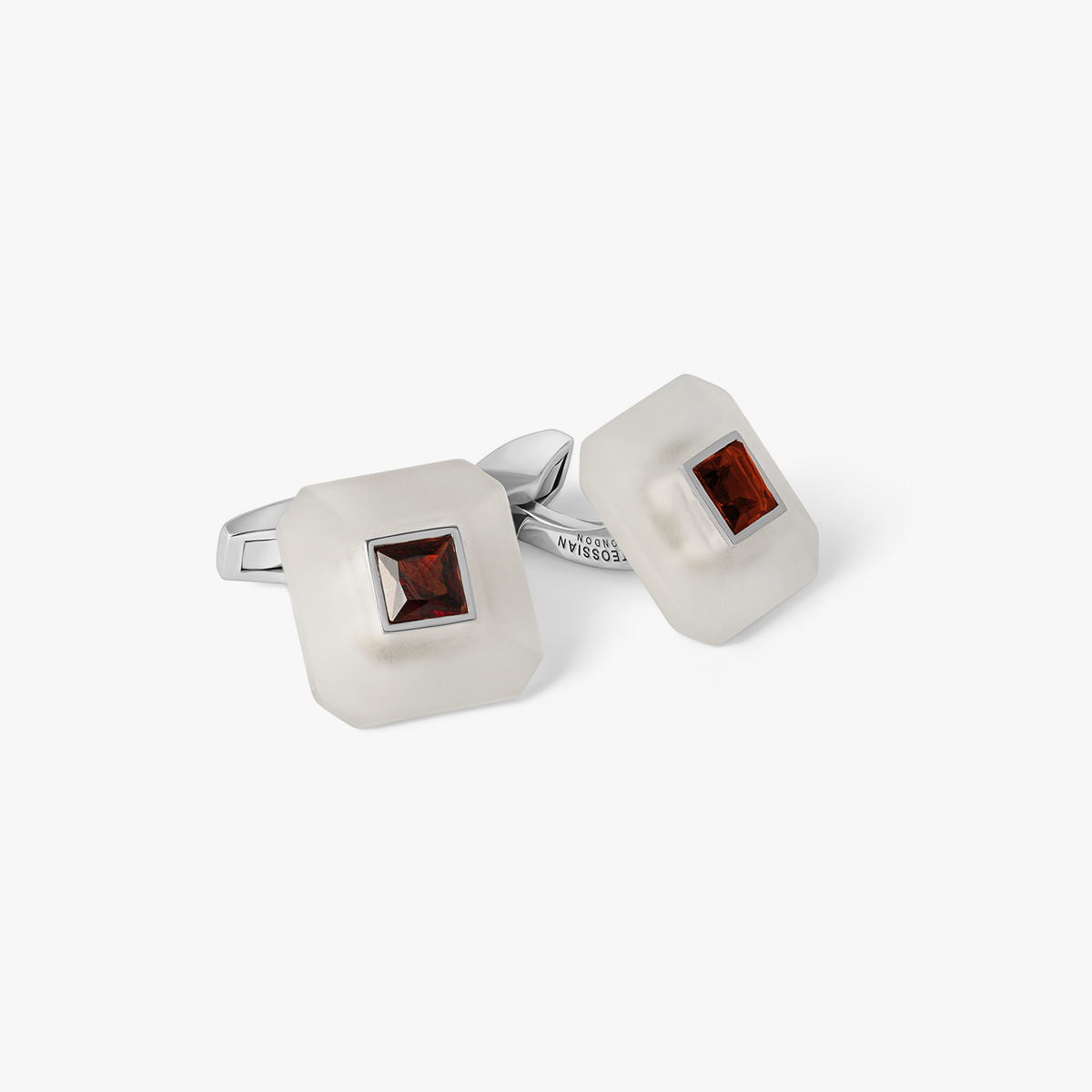 Art Deco Ice Gem Stone Cufflinks in Garnet