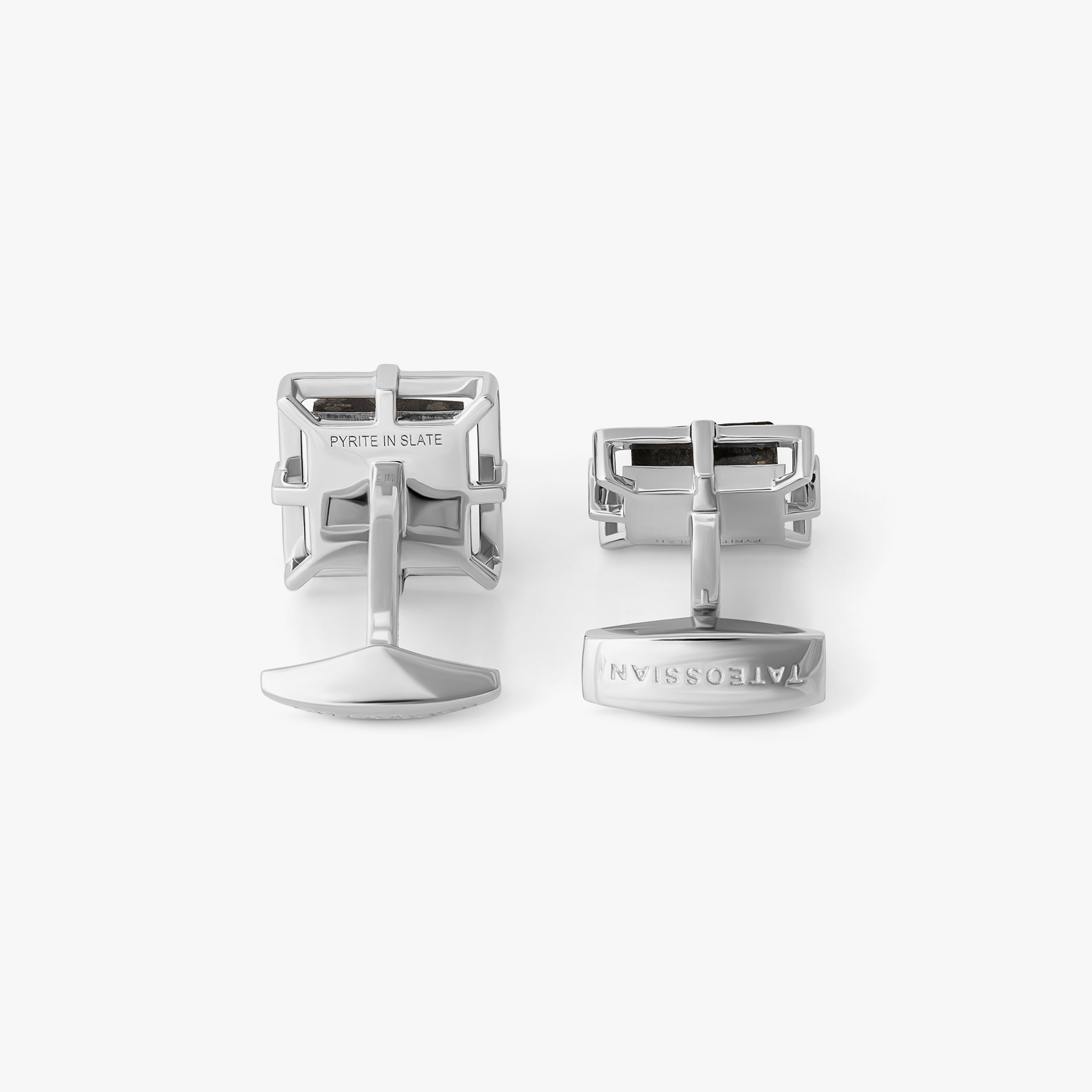 Suspended Slate Pyrite Cufflinks in Sterling Silver | Limited Edition