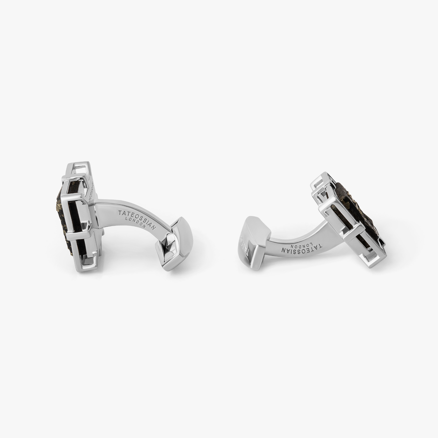 Suspended Slate Pyrite Cufflinks in Sterling Silver | Limited Edition