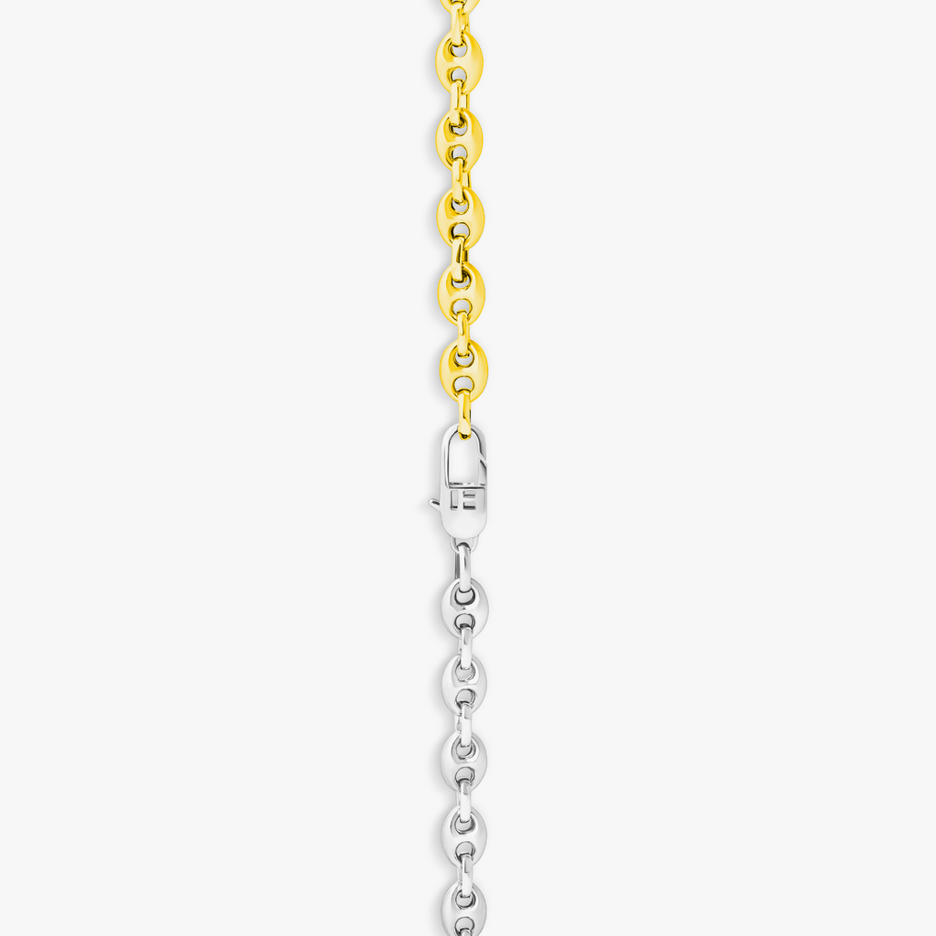 Mixed Metal Marine Link Necklace In Sterling Silver