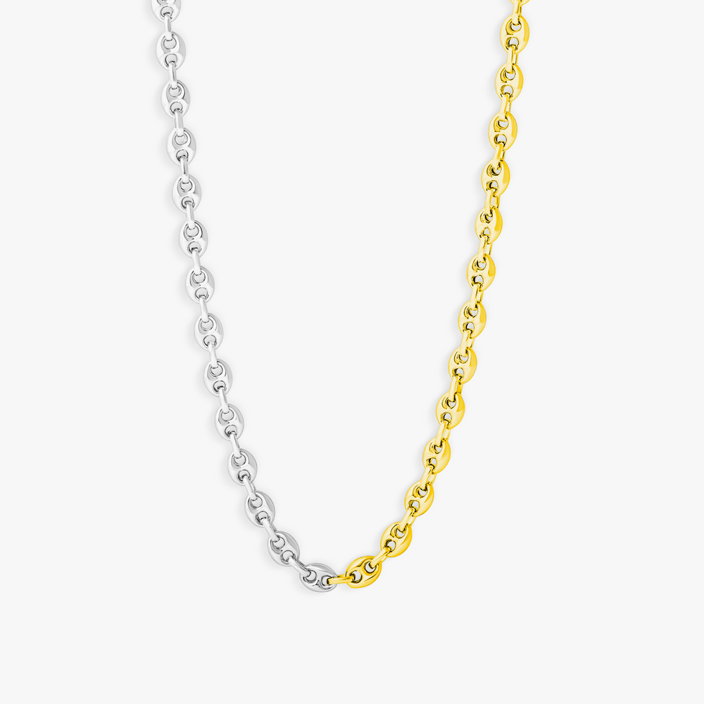 Mixed Metal Marine Link Necklace In Sterling Silver