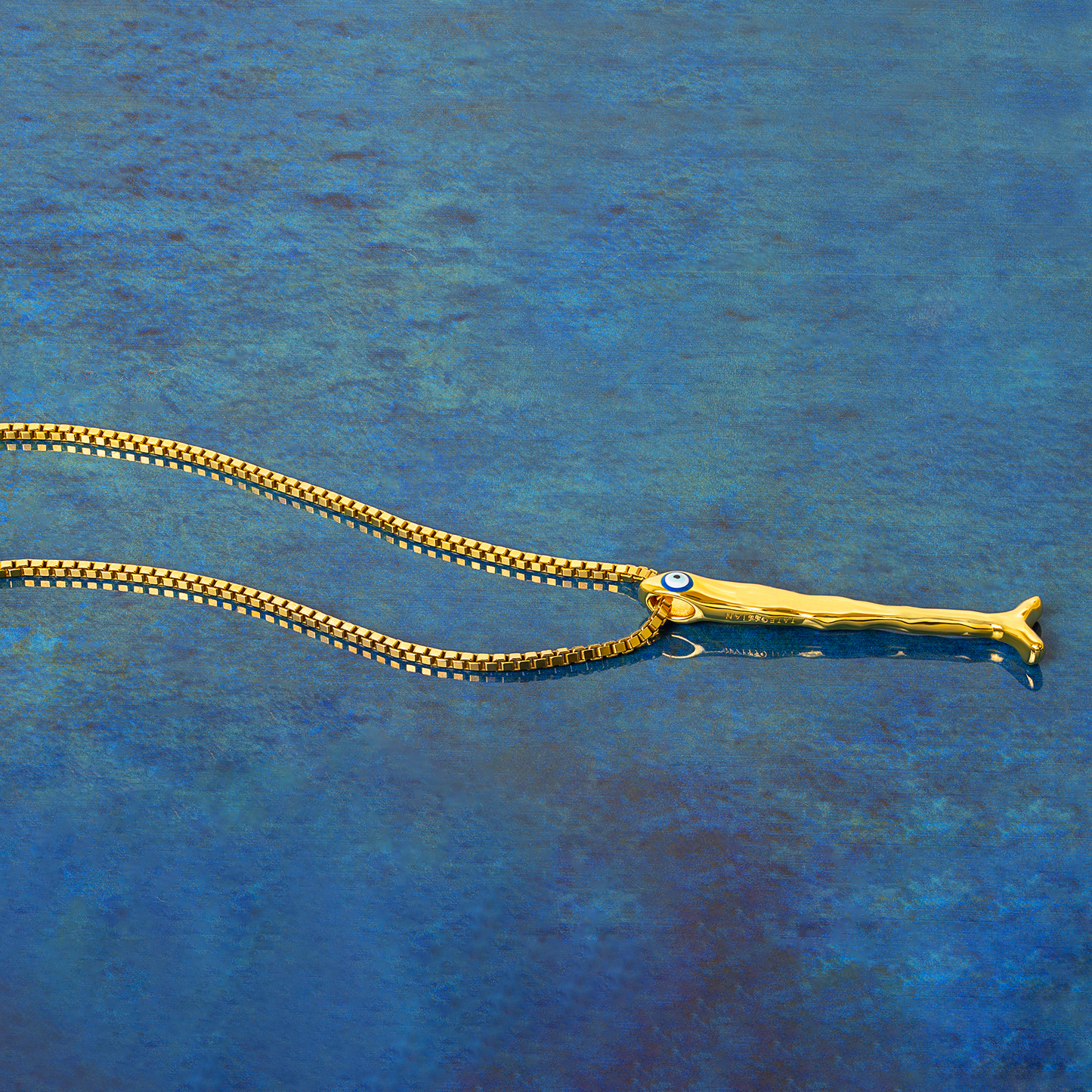 Feng Shui Fish Necklace In Yellow Gold Plated Sterling Silver