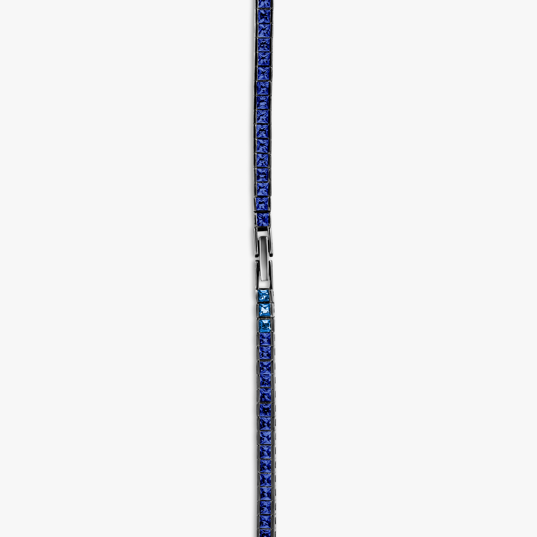 Quadro Tennis Semi-Precious Necklace In Black Rhodium Plated Sterling Silver With Blue Spinel