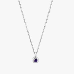 Amethyst Birthstone Necklace In Rhodium plated Sterling Silver