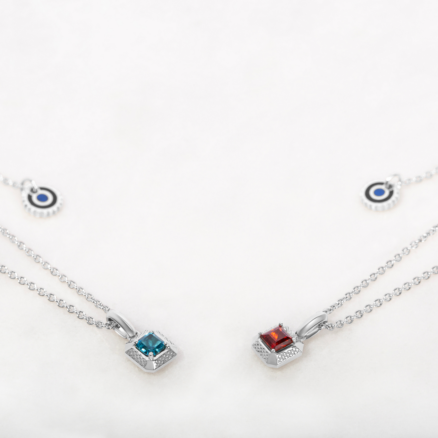 Blue Topaz Birthstone Necklace In Rhodium plated Sterling Silver